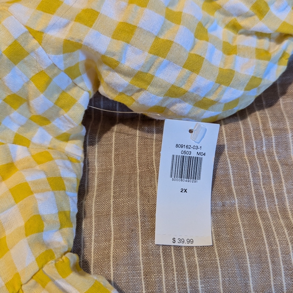 Old navy gingham yellow puff sleeve dress 2x nwt - Picture 5 of 12